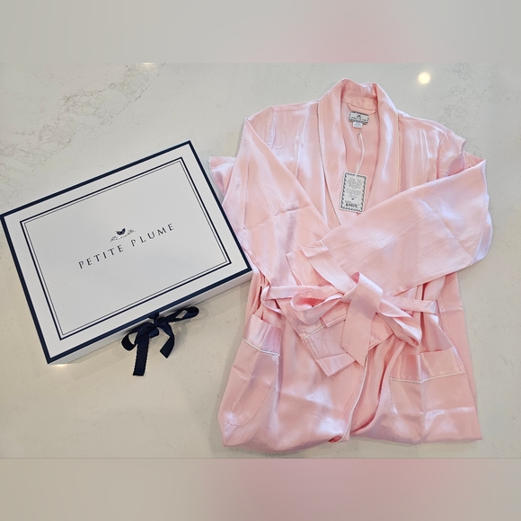 Petite Plume Luxurious Blush Mulberry SILK Satin Robe - Brand New [Pink] - Picture 3 of 12